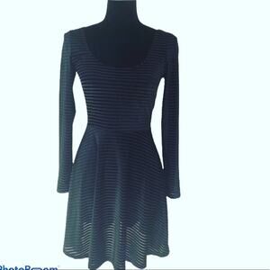 Shown to Scale Small black long-sleeved fit and flare dress